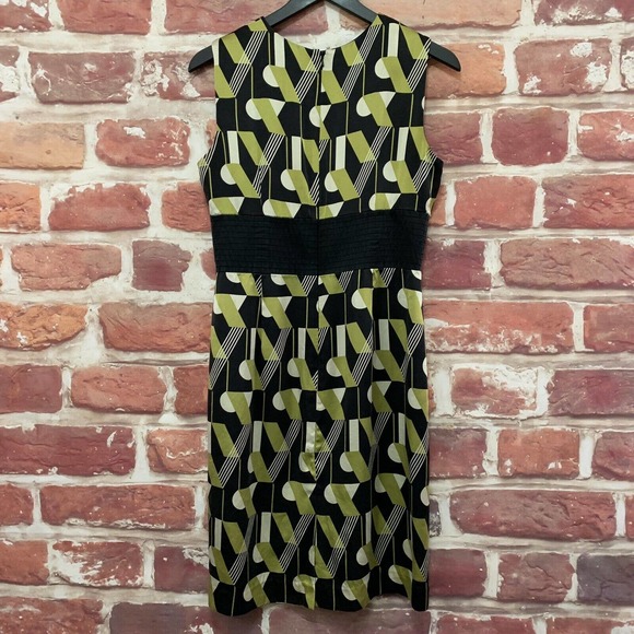 Maggy London Dress Women's Green Black Multicolor Silk Abstract Sleeveless - Picture 2 of 8